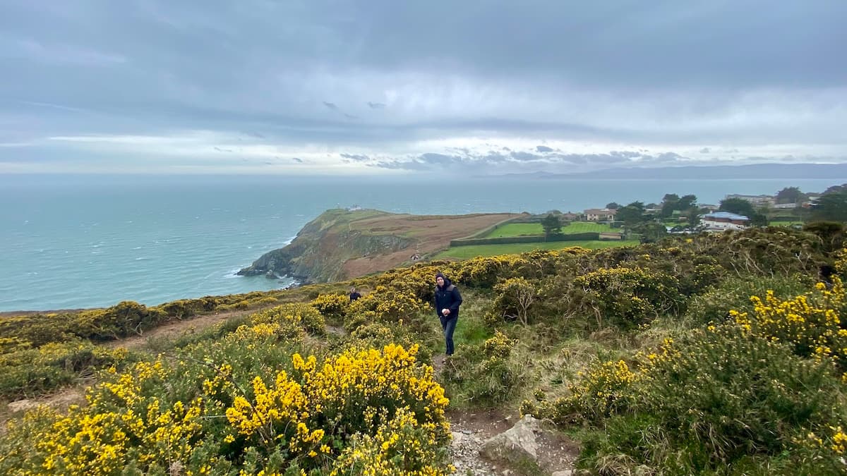 Howth cliff path with lighthouse in distance