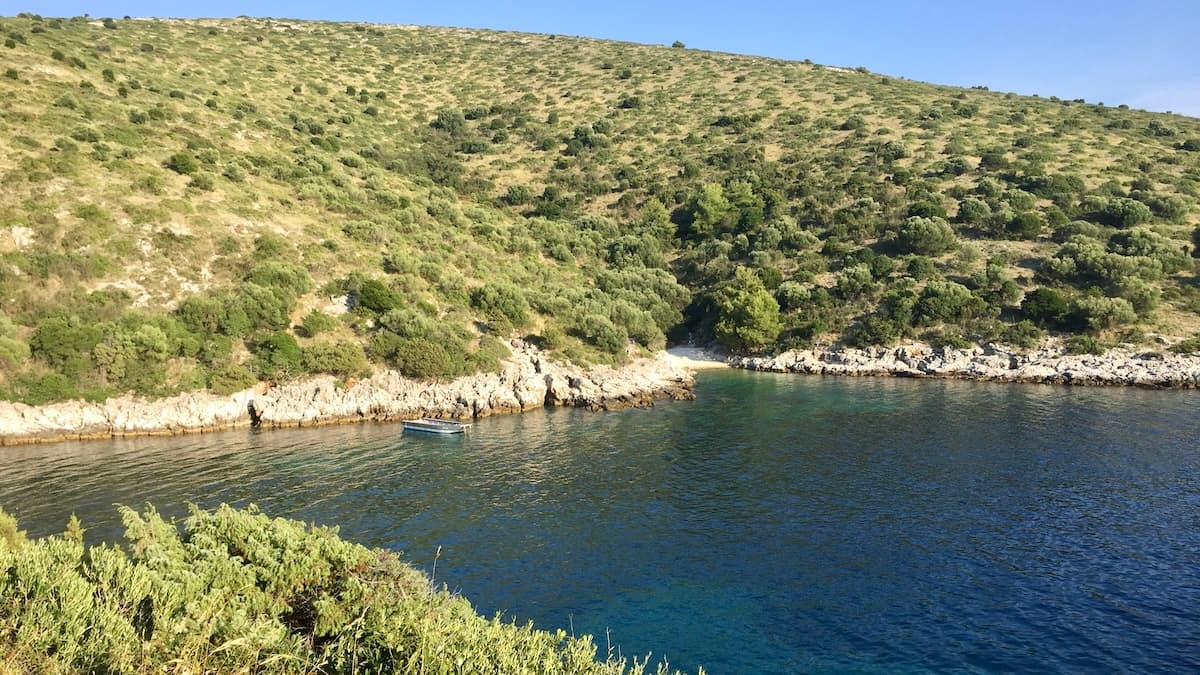 Rocky coastline with hidden coves and crystal clear Adriatic Sea